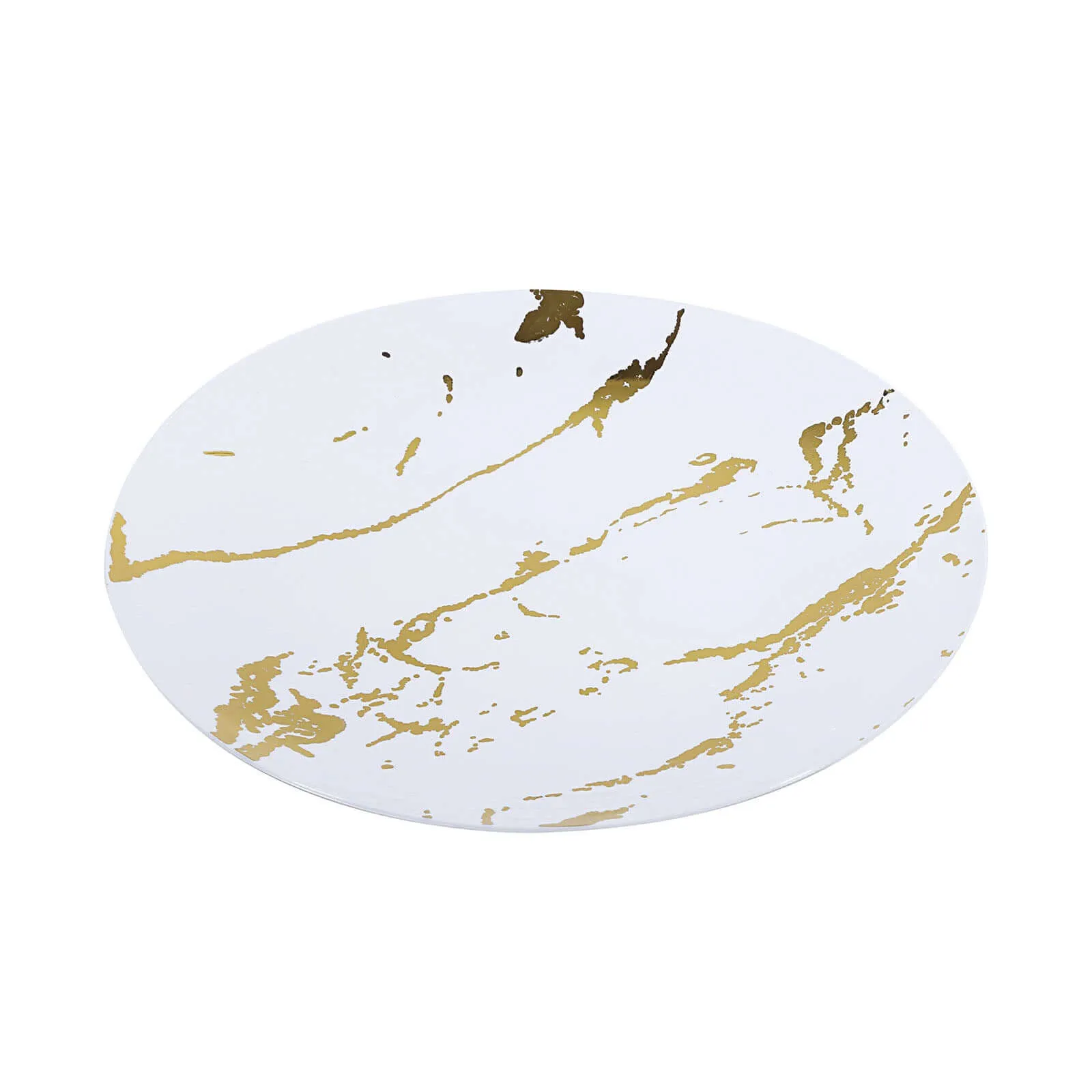 10 Pack 8" Gold and White Marble Plastic Appetizer Salad Plates