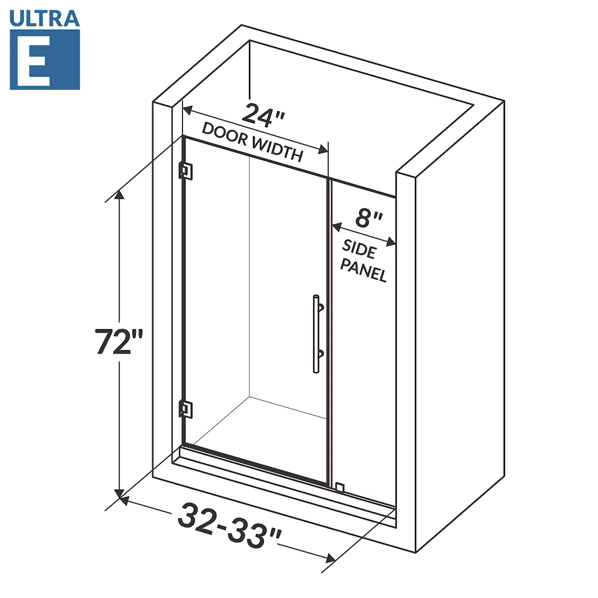 32-33 W x 72 H  Swing-Out Shower Door ULTRA-E Chrome