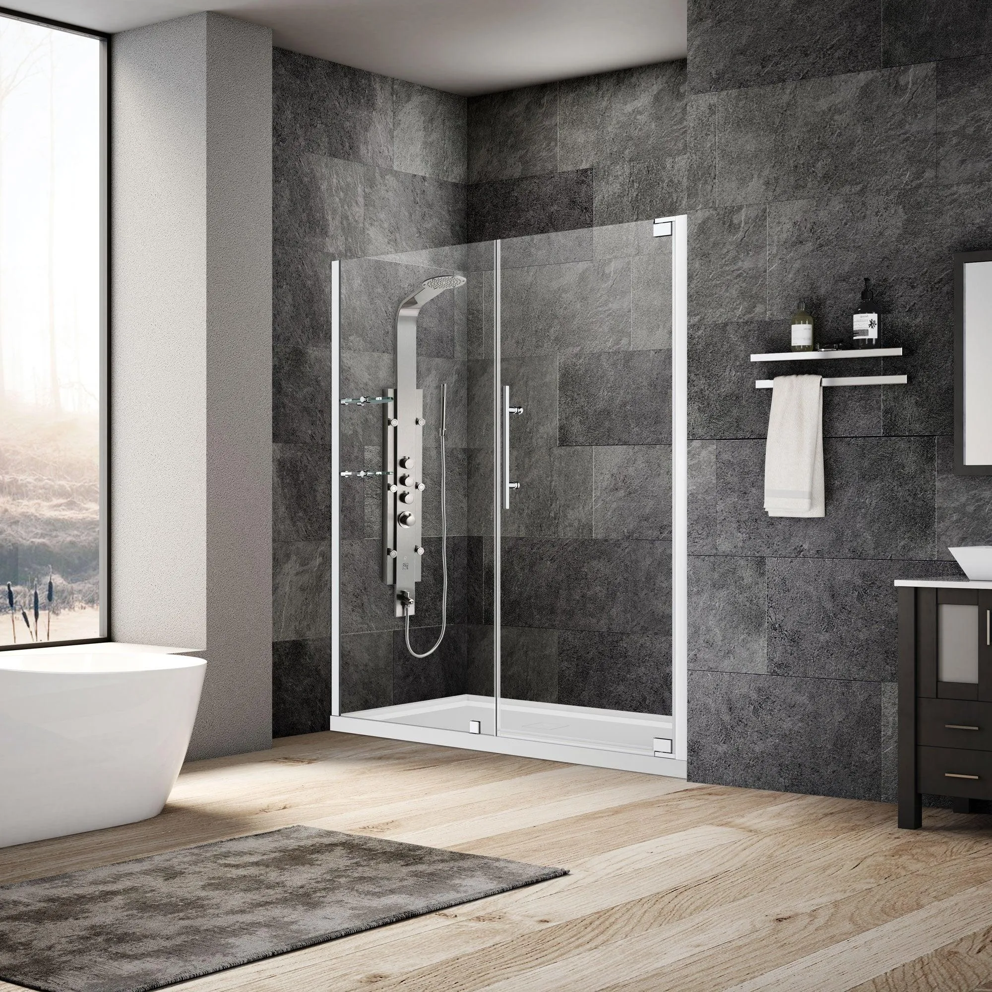 58-60 W x 72 H  Swing-Out Shower Door ULTRA-G Chrome