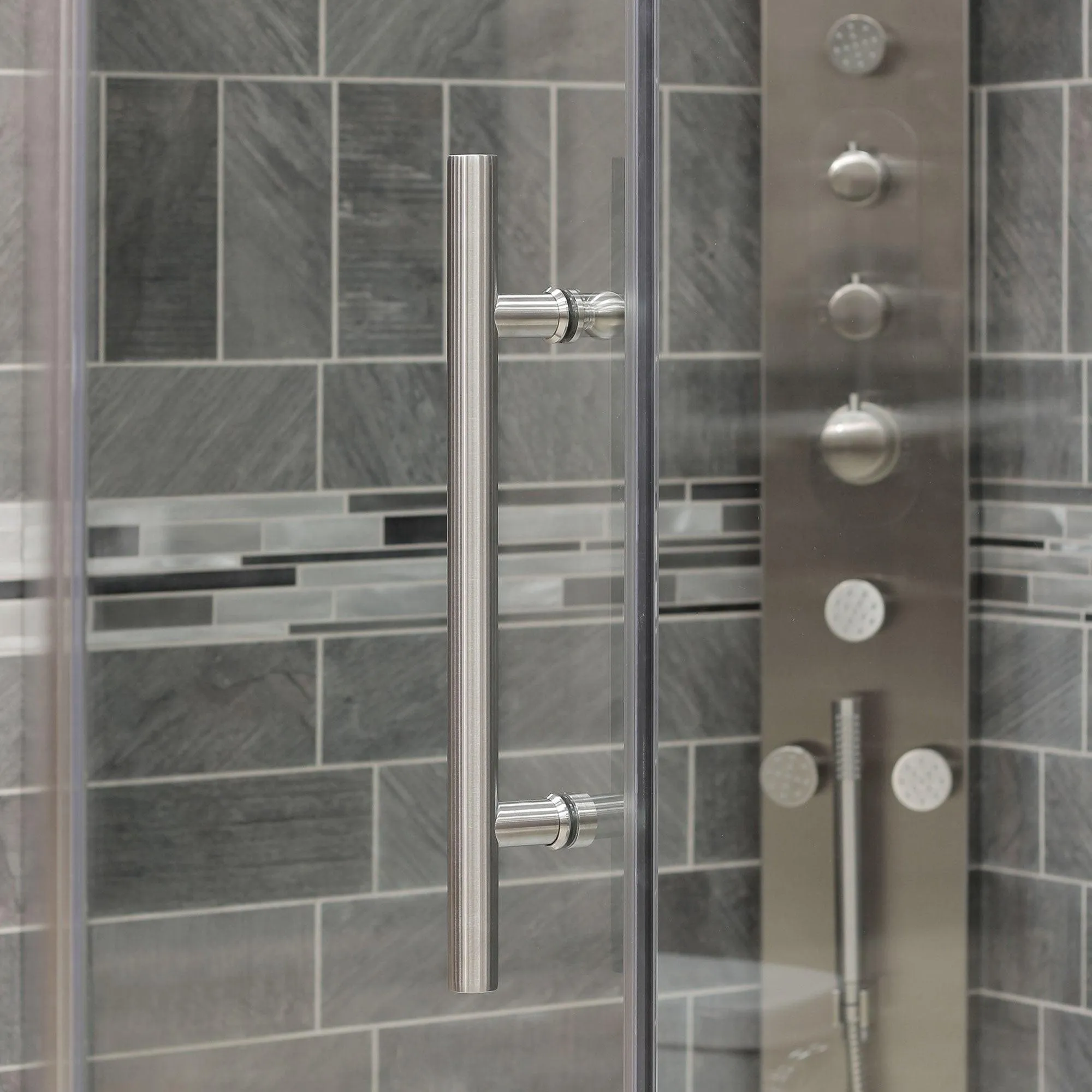 63-65 W x 72 H  Swing-Out Shower Door ULTRA-G Brushed Nickel