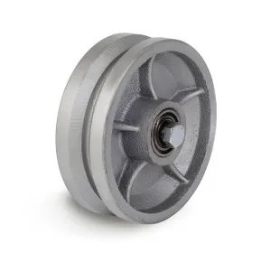 6" x 2" Silver V-Groove Wheel, 1/2" Precision Bearing, 1200 lbs. Capacity