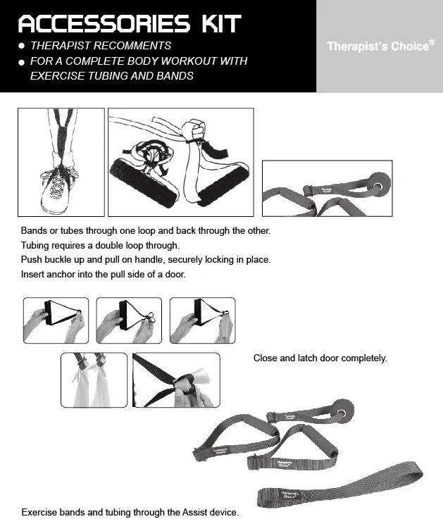 Accessories Kit for bands/tubes: including 2 Handles, door anchor and assist strap