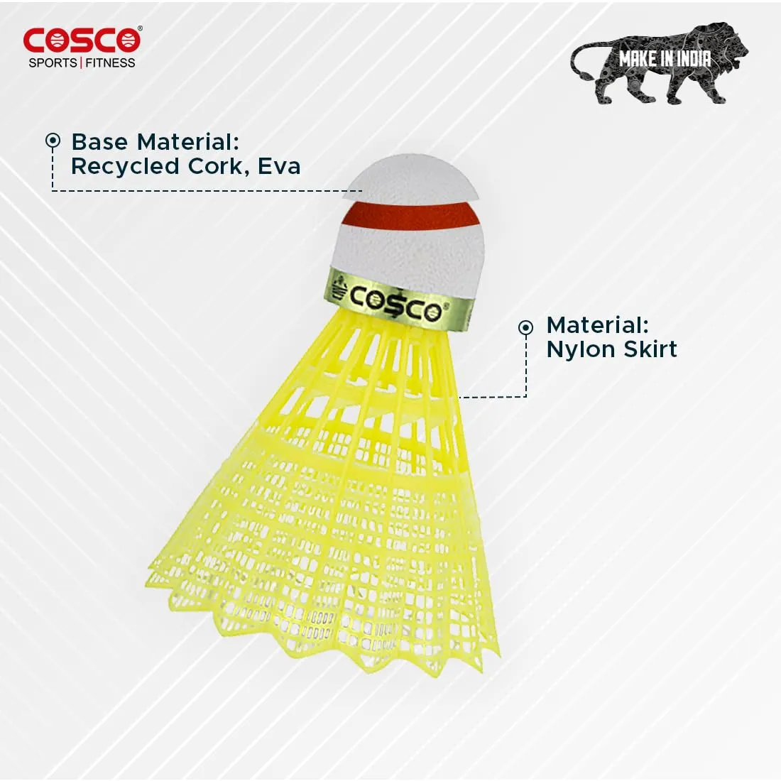 Aero 350 Nylon Shuttle Cock | Pack Of 6 (Yellow) (Made In India)