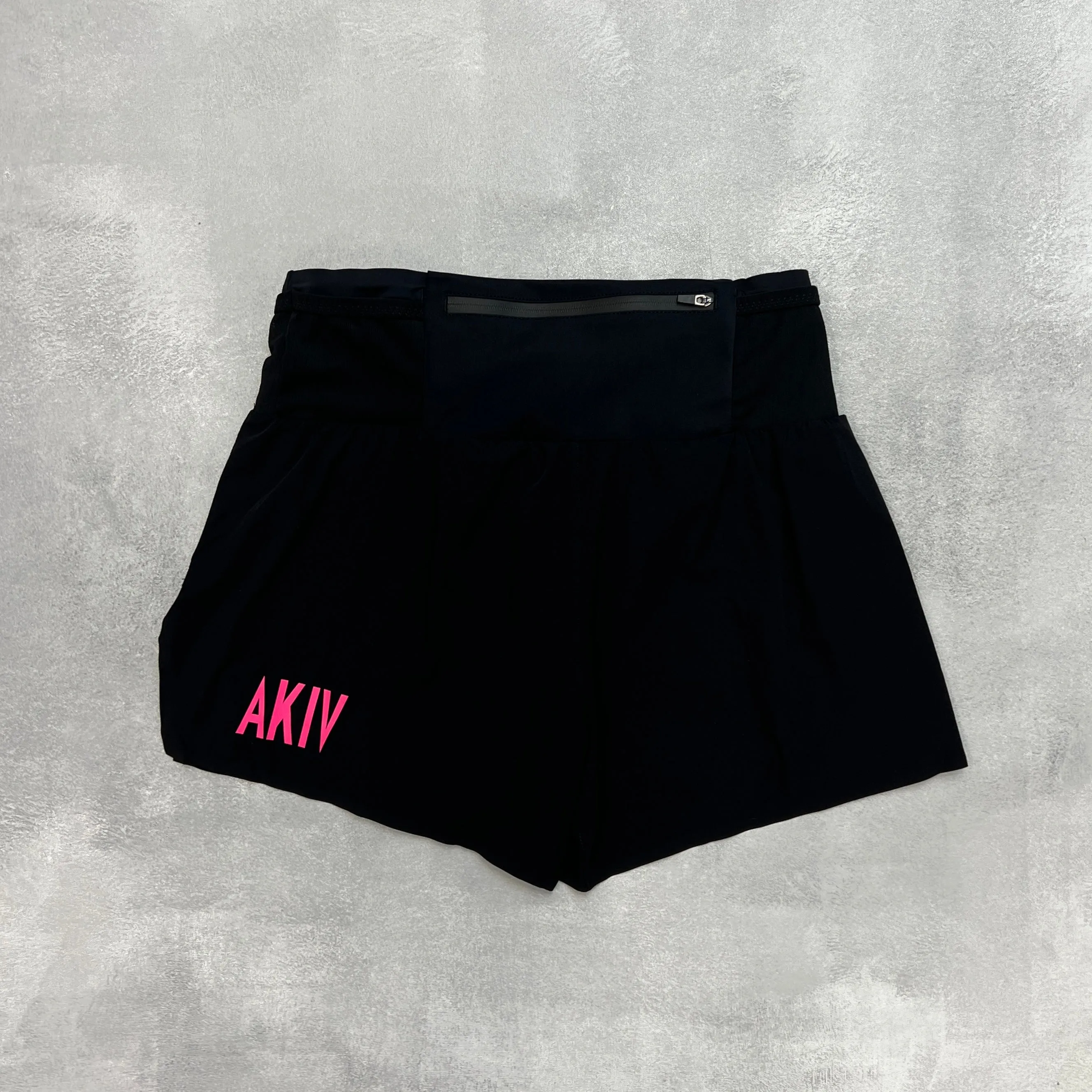 AKIV 2-in-1 Trail Running Shorts Pink Logo Unisex | Inner Tight | Black