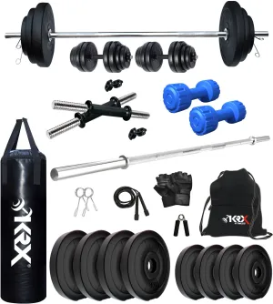 ALYV 20 kg PVC Combo with Unfilled Punching Bag & PVC Dumbbells | Home Gym | (2 kg x 4 = 8 kg   3 kg x 4 = 12 kg)