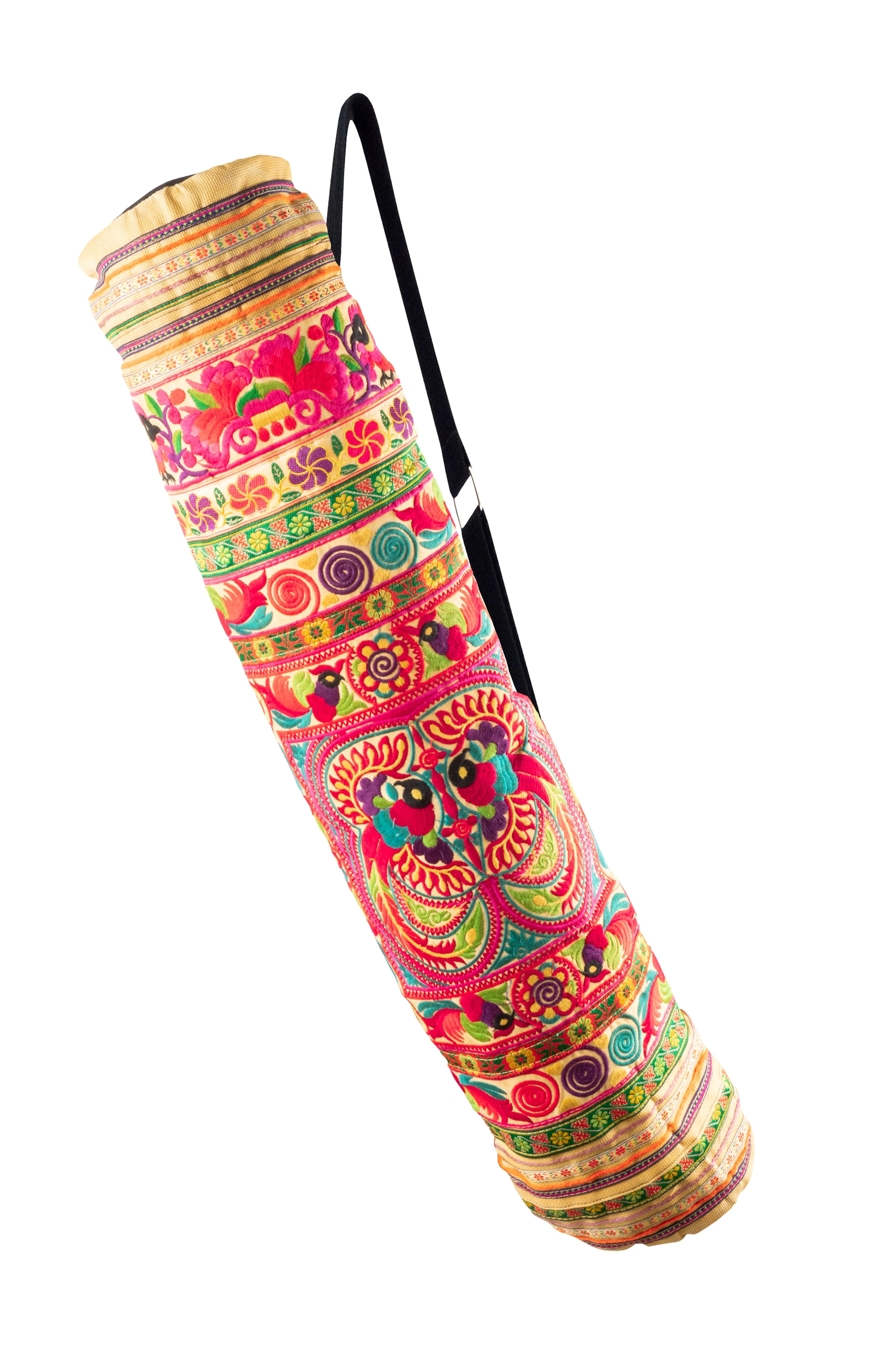 Bohemian Yoga Mat Bag Carrier Embroidered Hill tribe ethnic A