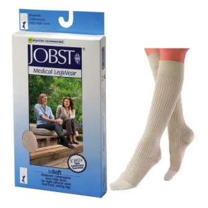 BSN Jobst® SoSoft Compression Socks, Knee High, Classic Ribbed Pattern, Closed Toe, Medium, 20 to 30 mmHg, Sand