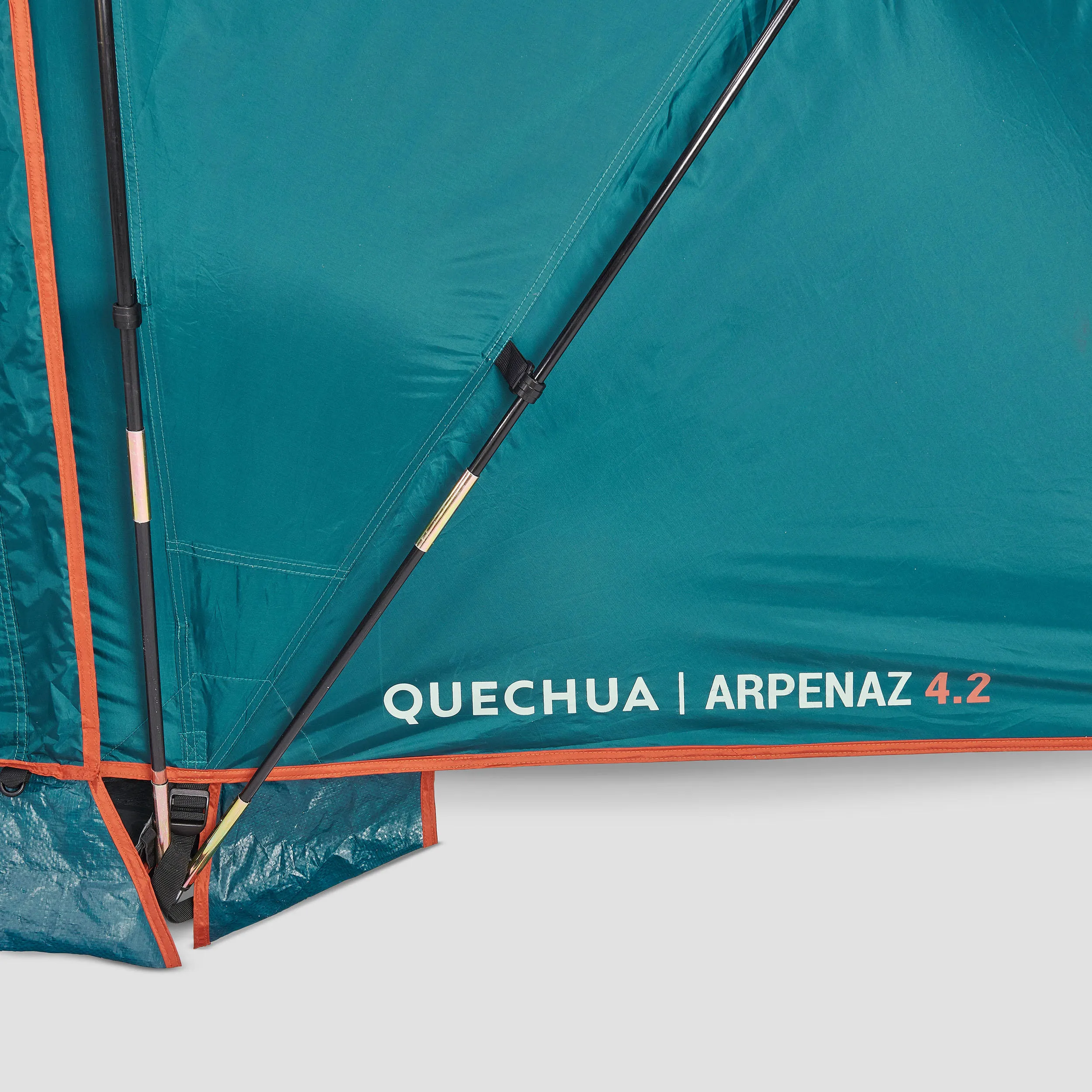 Camping tent Quechua Arpenaz 4.2 4-person 2-room, turquoise