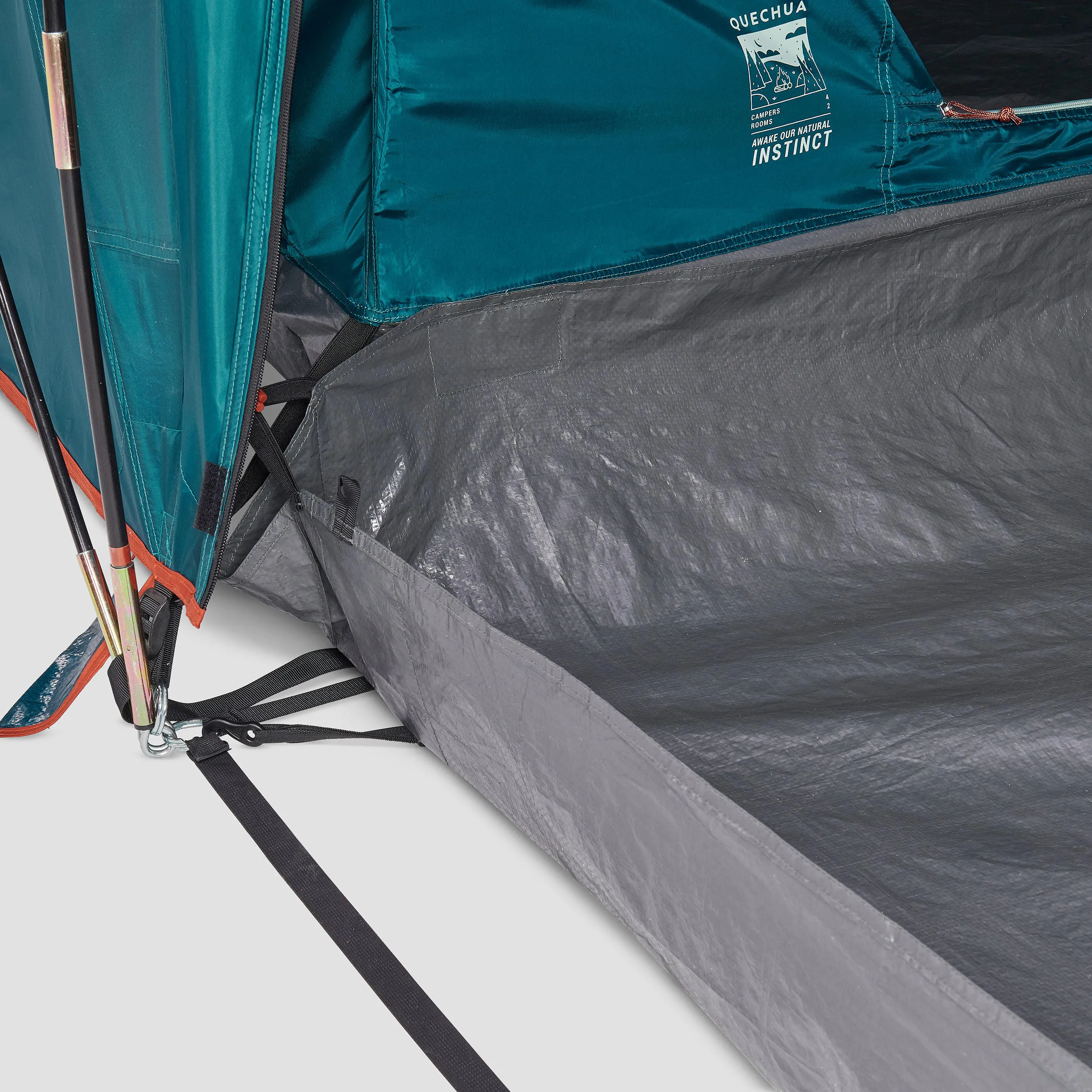 Camping tent Quechua Arpenaz 4.2 4-person 2-room, turquoise