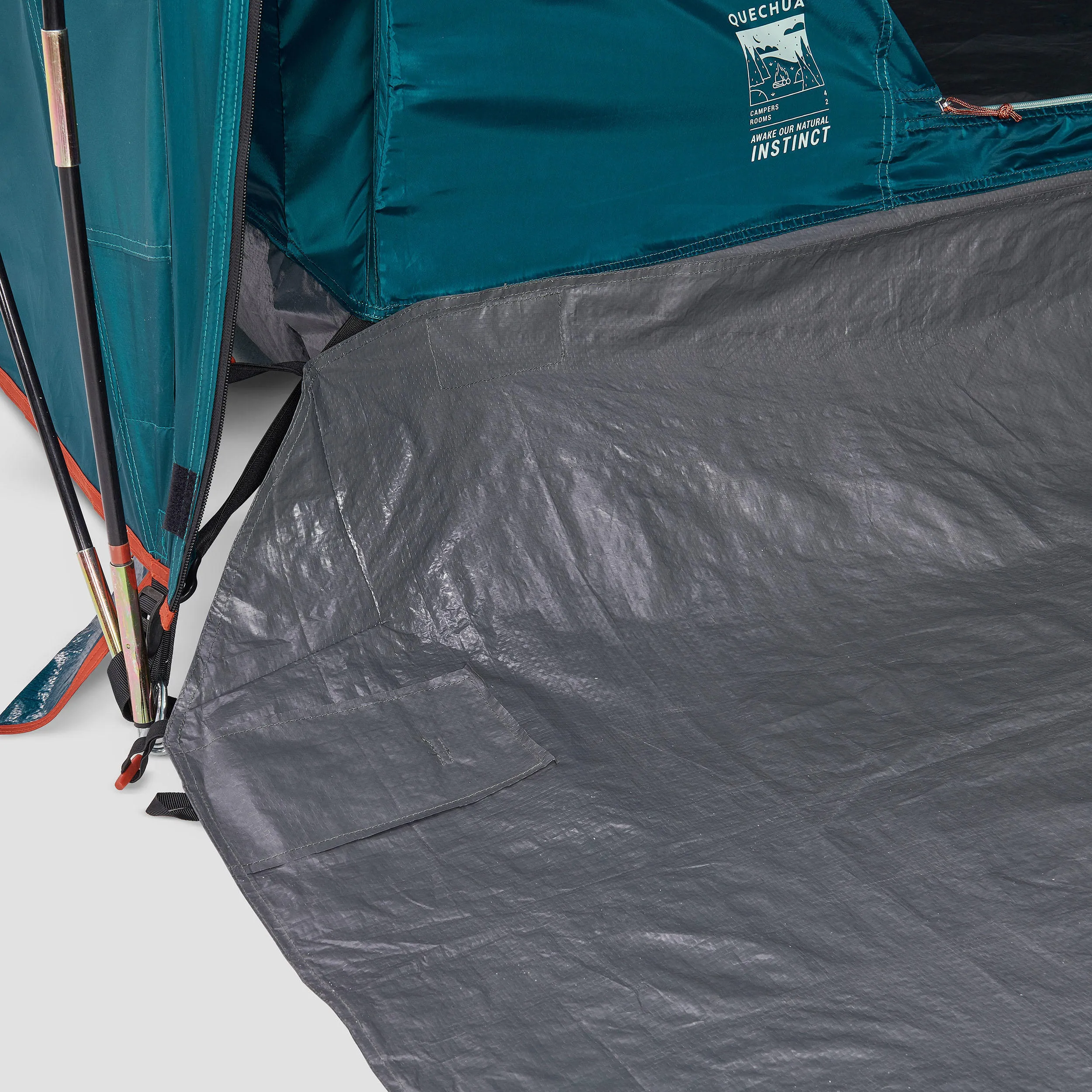 Camping tent Quechua Arpenaz 4.2 4-person 2-room, turquoise