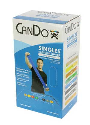 CanDo Low Powder Exercise Band - box of 30, 5' length - Blue - heavy