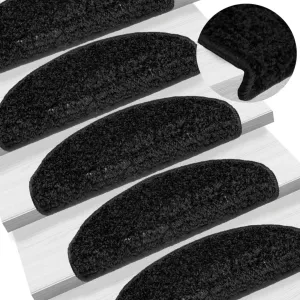 Carpet Stair Treads 15 pcs Black 65x21x4 cm