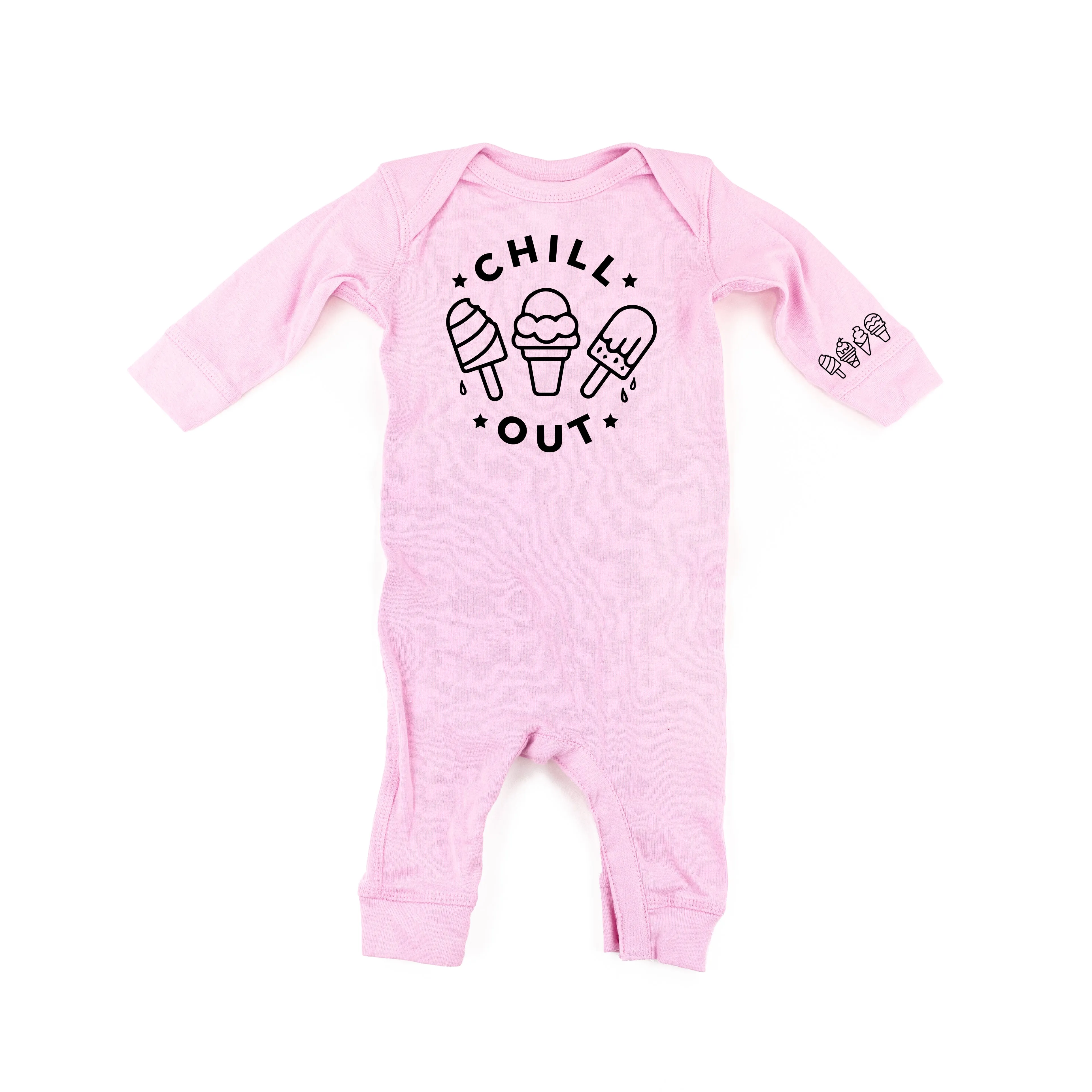 CHILL OUT  - Ice Cream Wrist Detail - One Piece Baby Sleeper