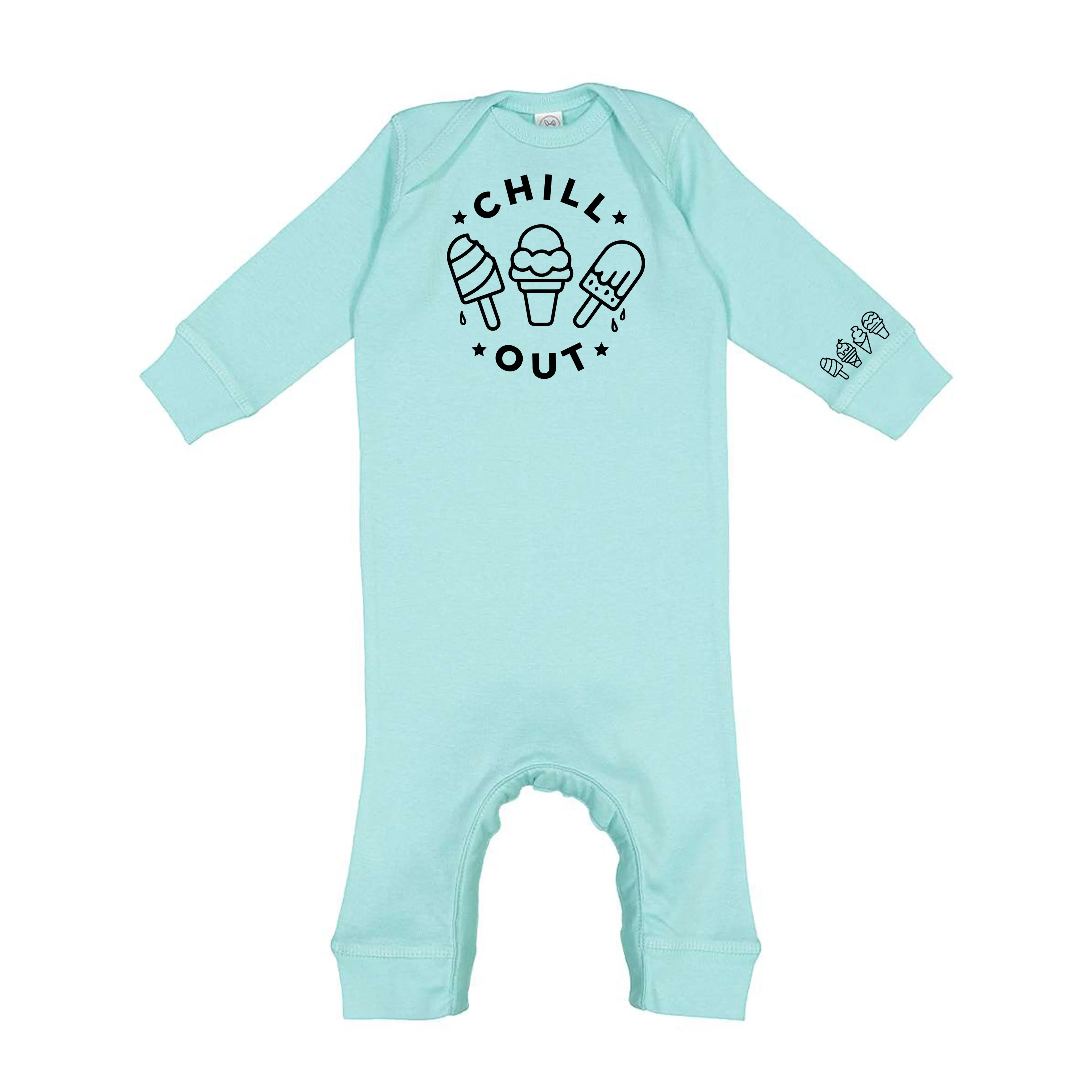 CHILL OUT  - Ice Cream Wrist Detail - One Piece Baby Sleeper