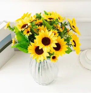 Clearance Bulk Artificial Sunflower Stems Sunflowers Flowers Plants for Fall Outdoor Indoor Decoration Wholesale