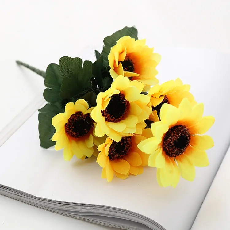 Clearance Bulk Artificial Sunflower Stems Sunflowers Flowers Plants for Fall Outdoor Indoor Decoration Wholesale