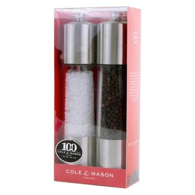 Cole & Mason 8" Stainless Steel Salt and Pepper Mill Set