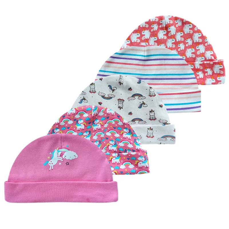 Cotton Baby Beanie Set (5) for Boys and Girls