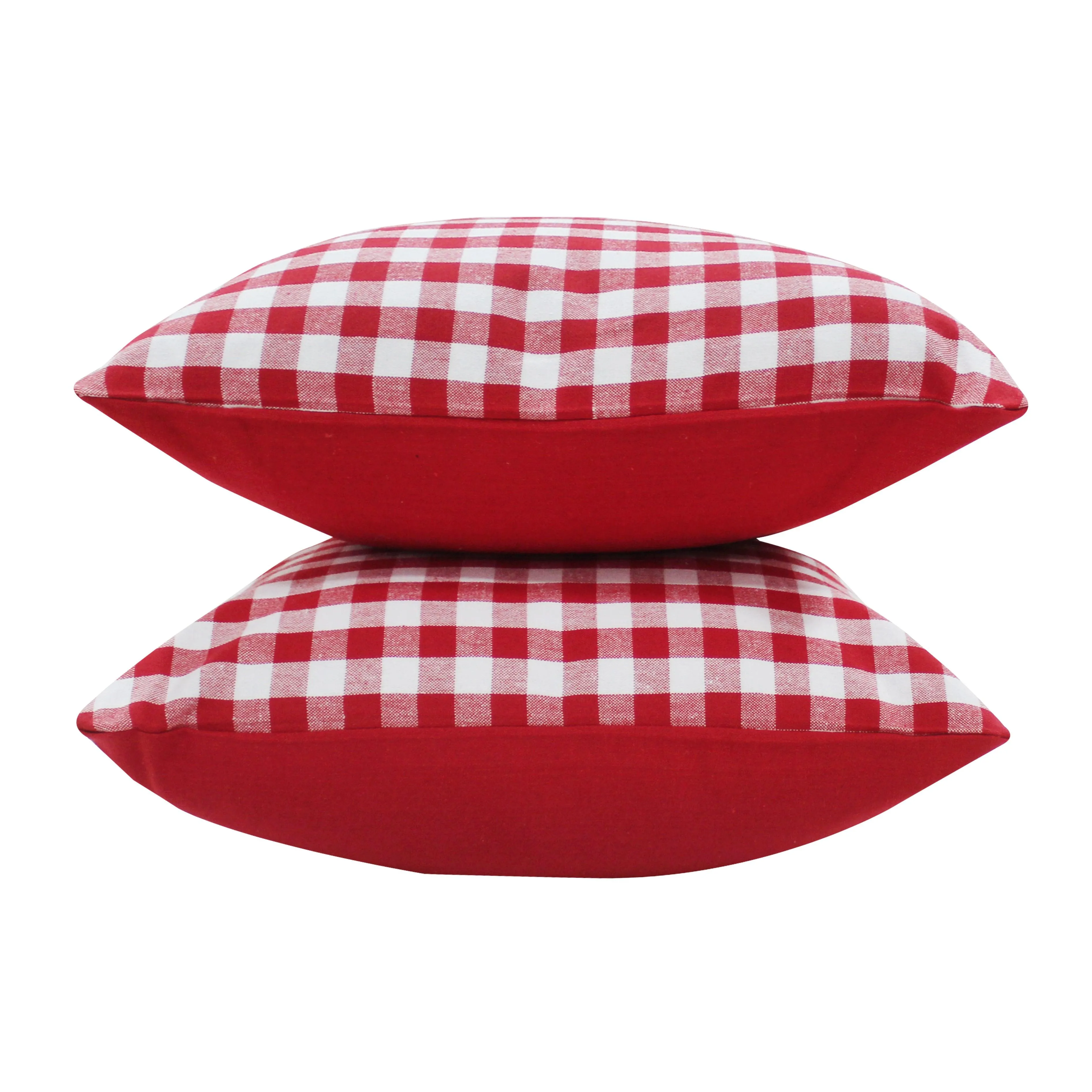 Cotton Gingham Check Red Cushion Covers