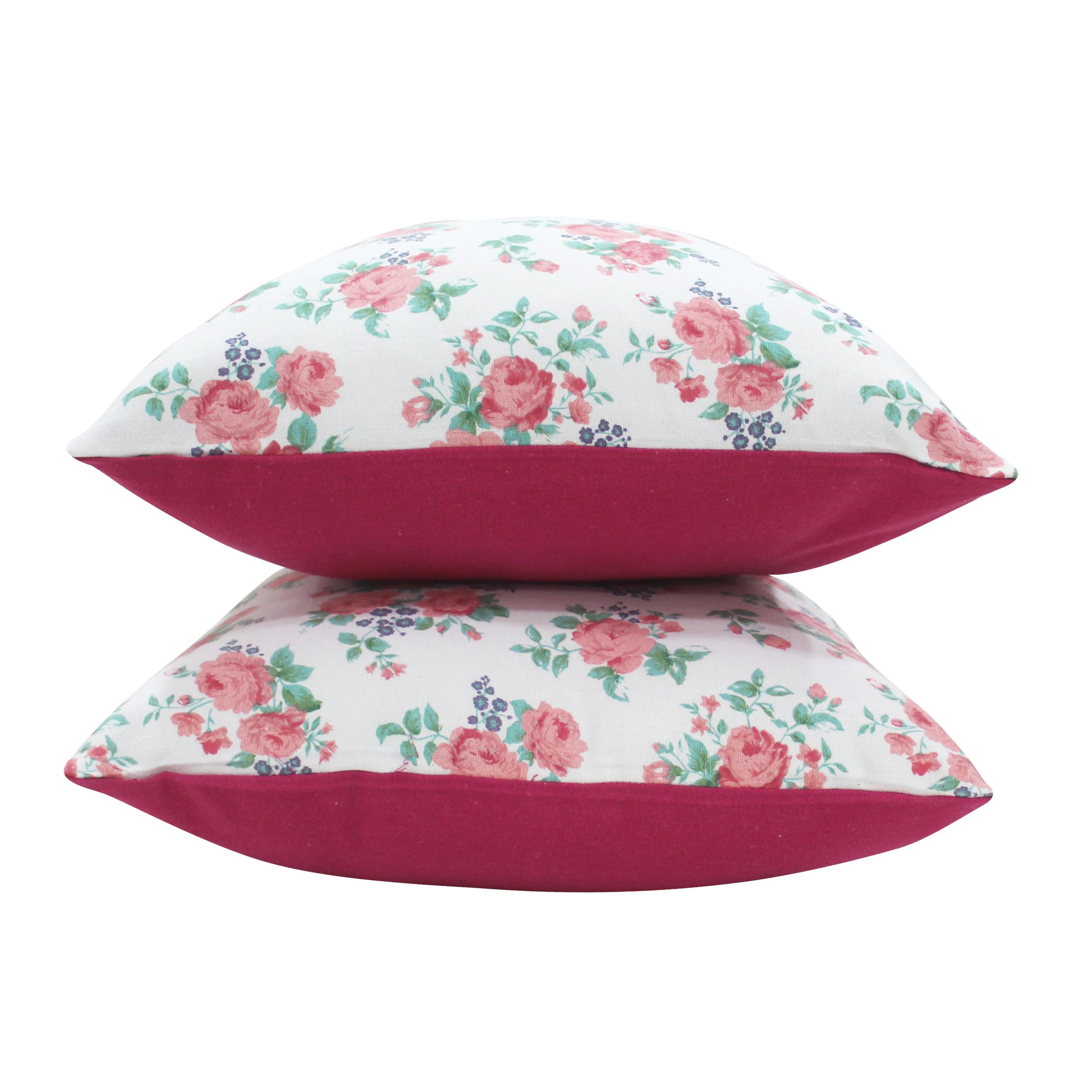 Cotton Small Pink Rose Floral Cushion Covers