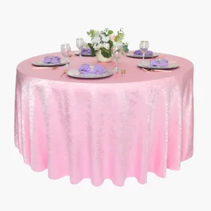 Crinkle Shimmer 120" Round Tablecloth - Pink