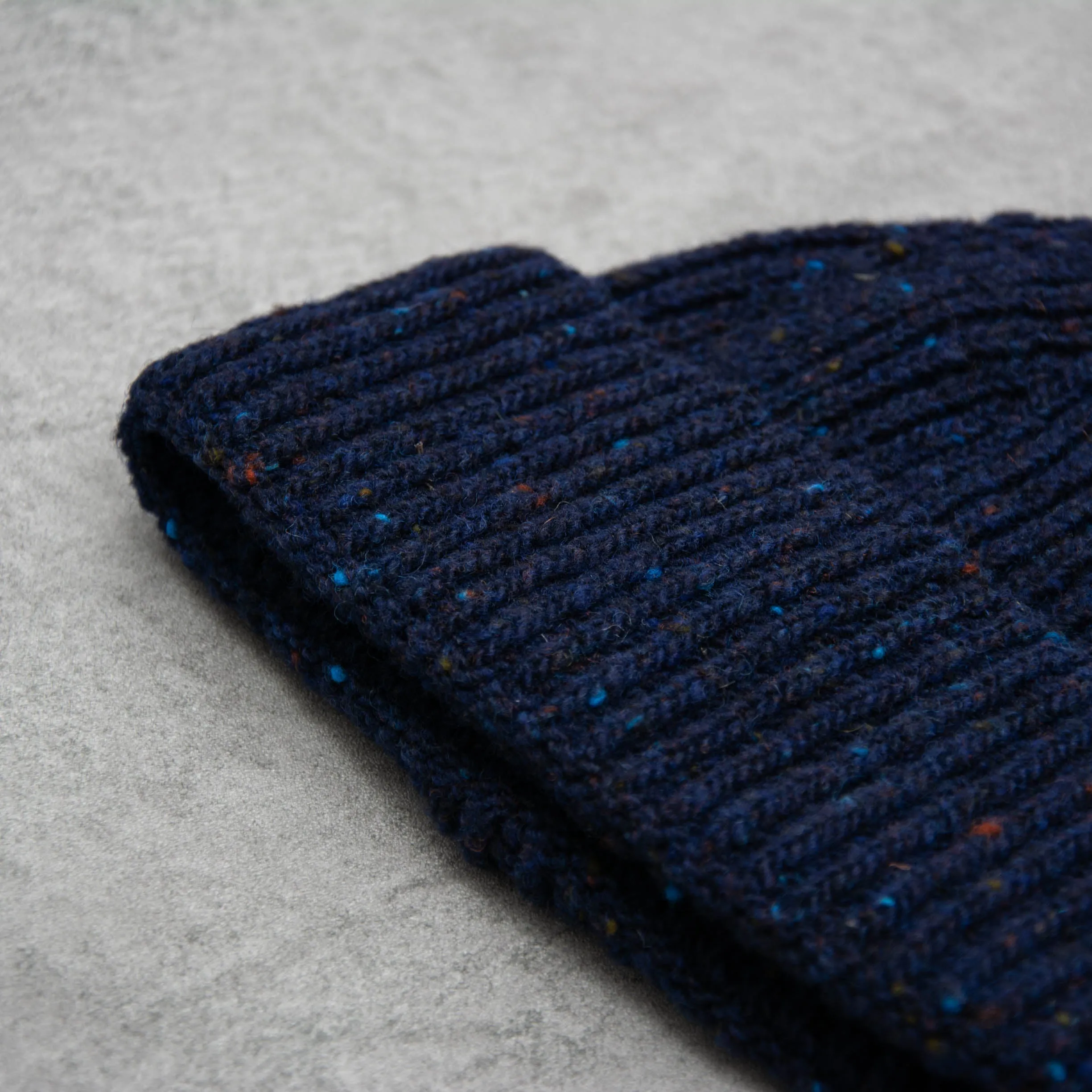 Donegal Wool Beanie - Navy