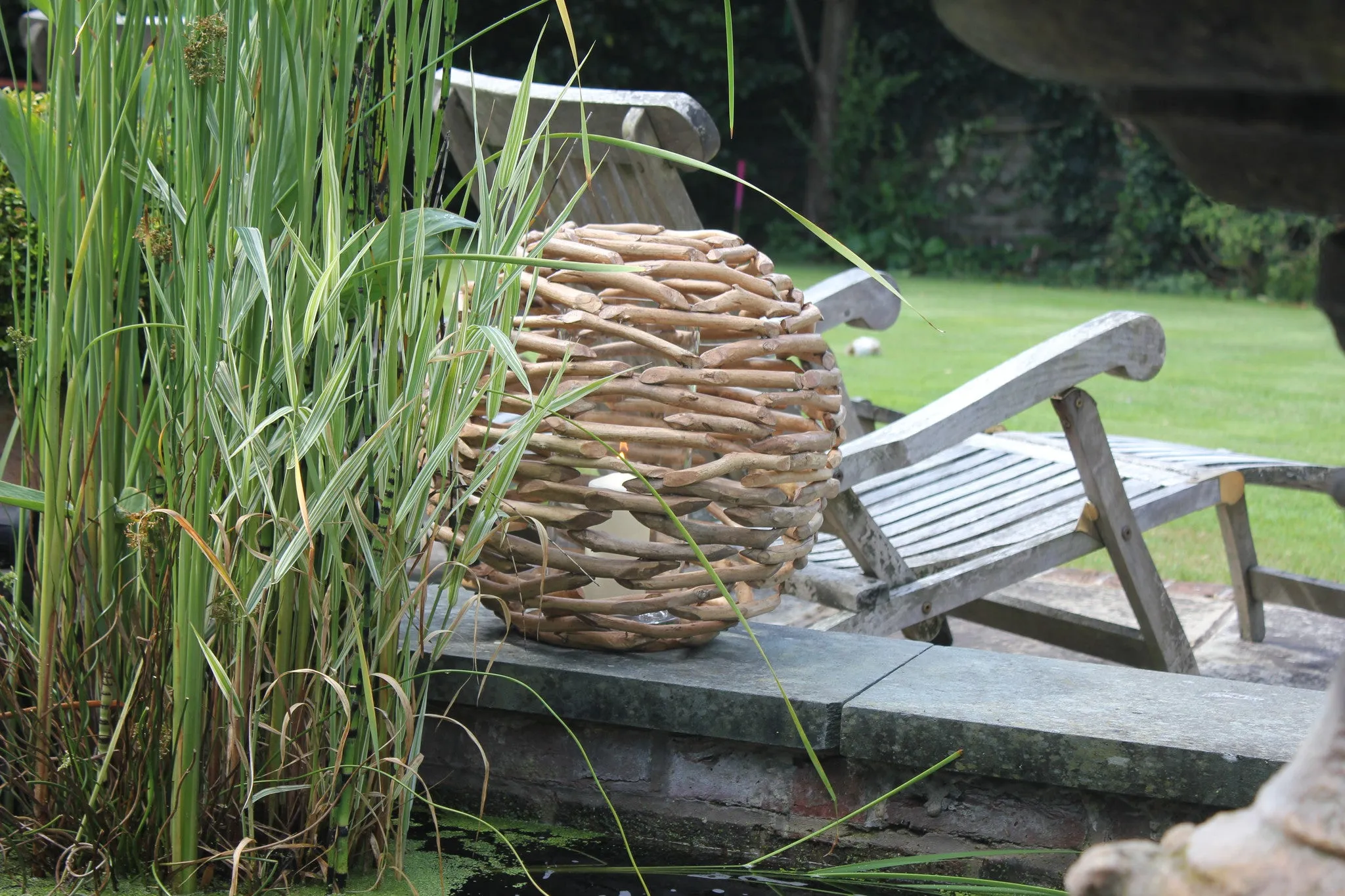 Huge Driftwood Ball Hurricane Lantern