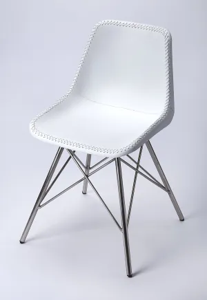 Inland Leather Side Chair in White  3673411