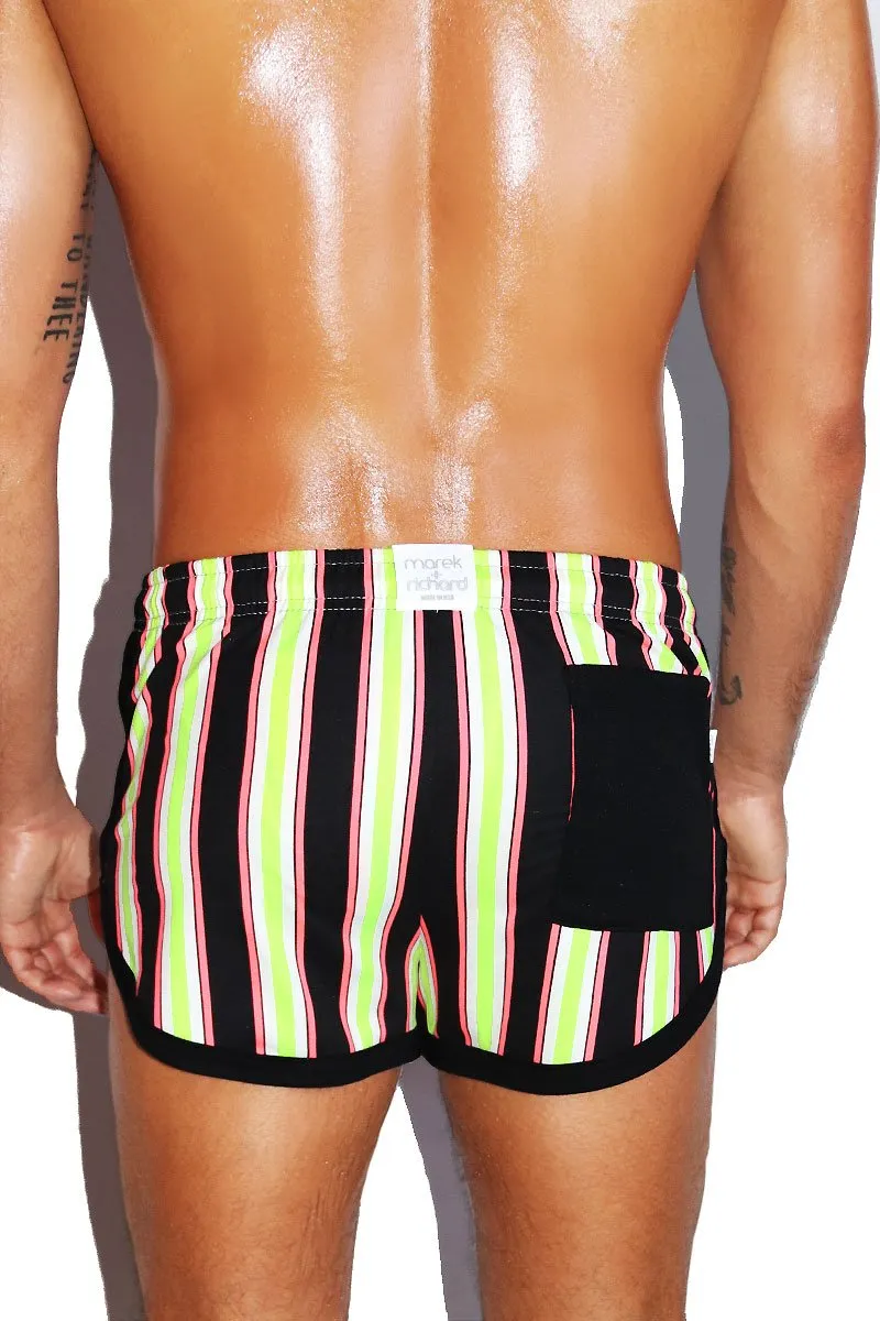 Kinetic Stripes Running Shorts-Black