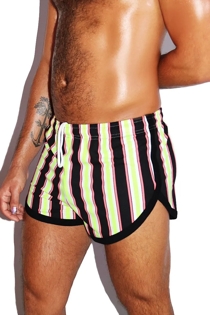 Kinetic Stripes Running Shorts-Black