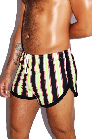 Kinetic Stripes Running Shorts-Black