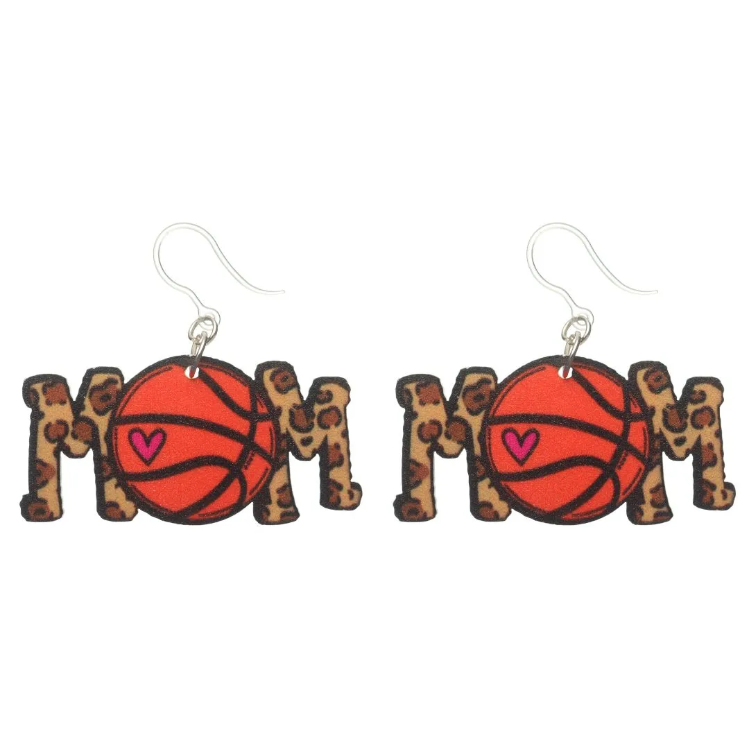 Leopard Sports Mom Dangles Hypoallergenic Earrings for Sensitive Ears Made with Plastic Posts