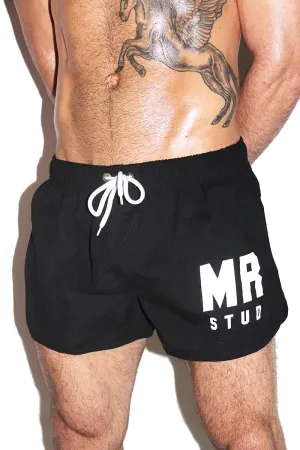 Logo Stud Board Shorts-Black