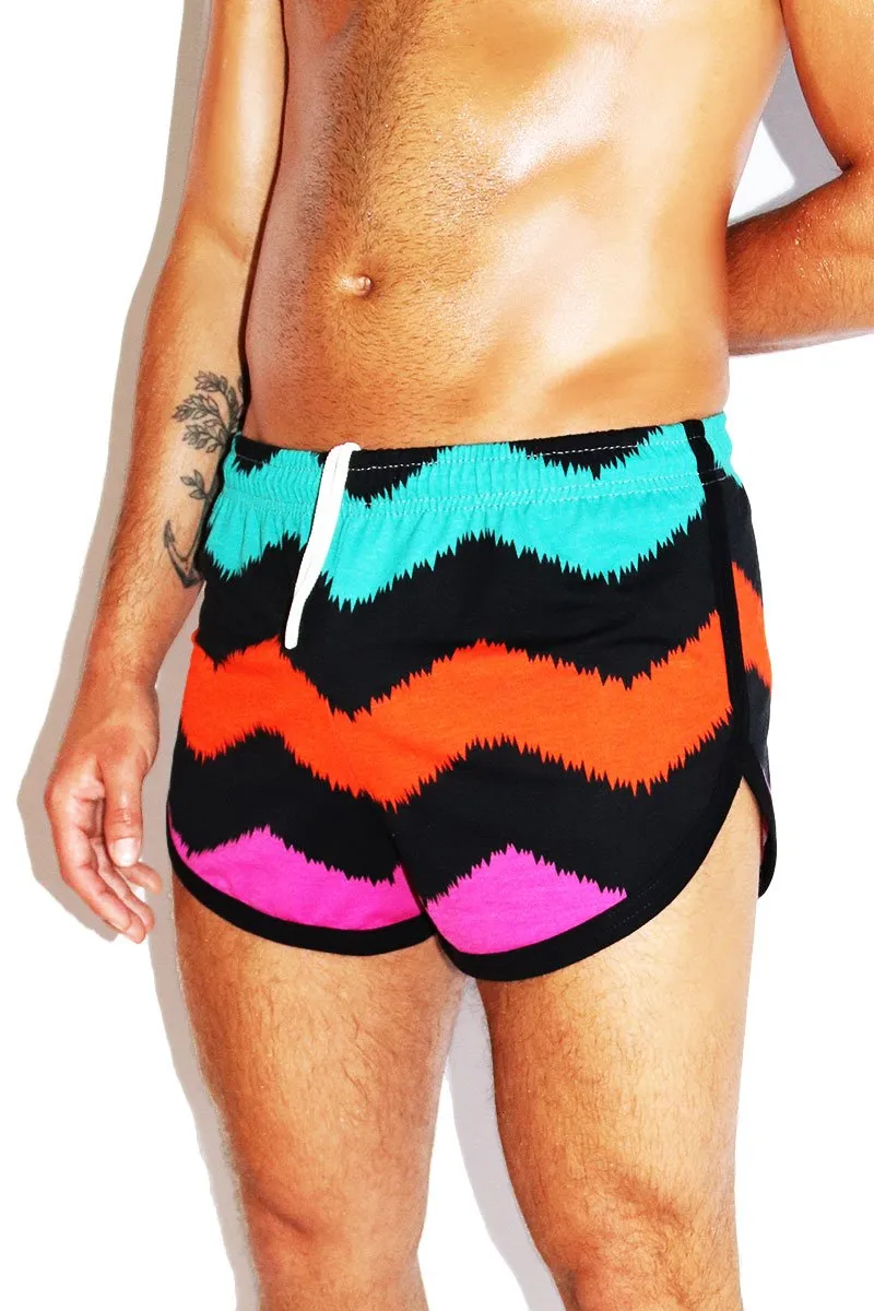 Neapolitan Chevron Running Shorts- Multi