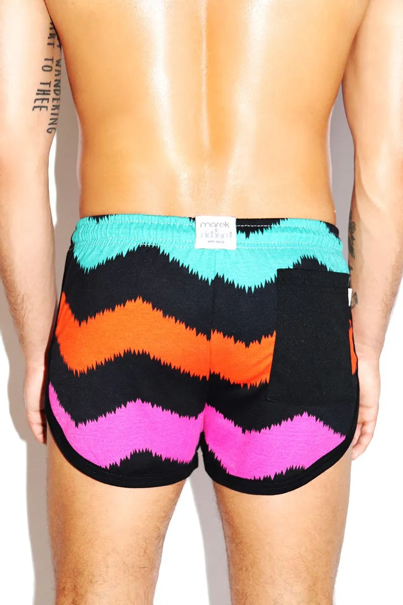 Neapolitan Chevron Running Shorts- Multi