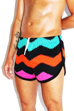 Neapolitan Chevron Running Shorts- Multi