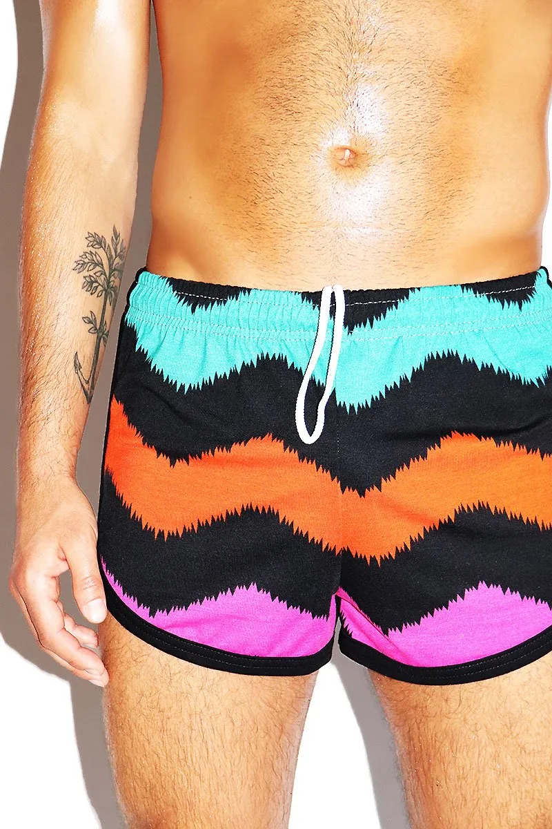 Neapolitan Chevron Running Shorts- Multi