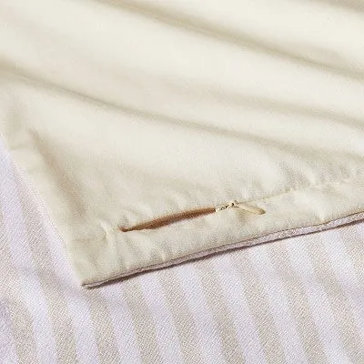 New - Standard Heavyweight Linen Blend Stripe Pillow Sham Natural - Casaluna