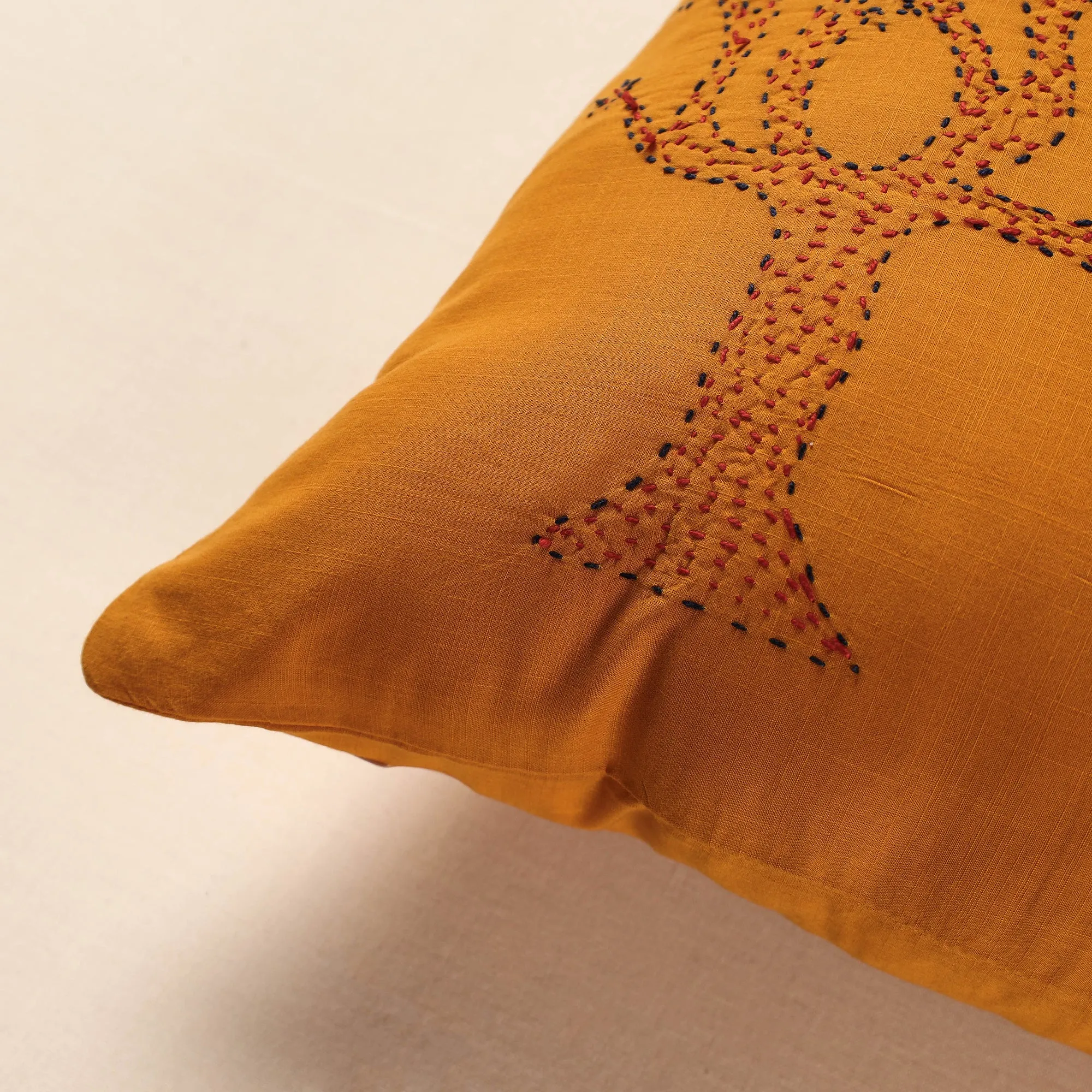 Orange - Tagai Work Cotton Cushion Cover (16 x 16 in)