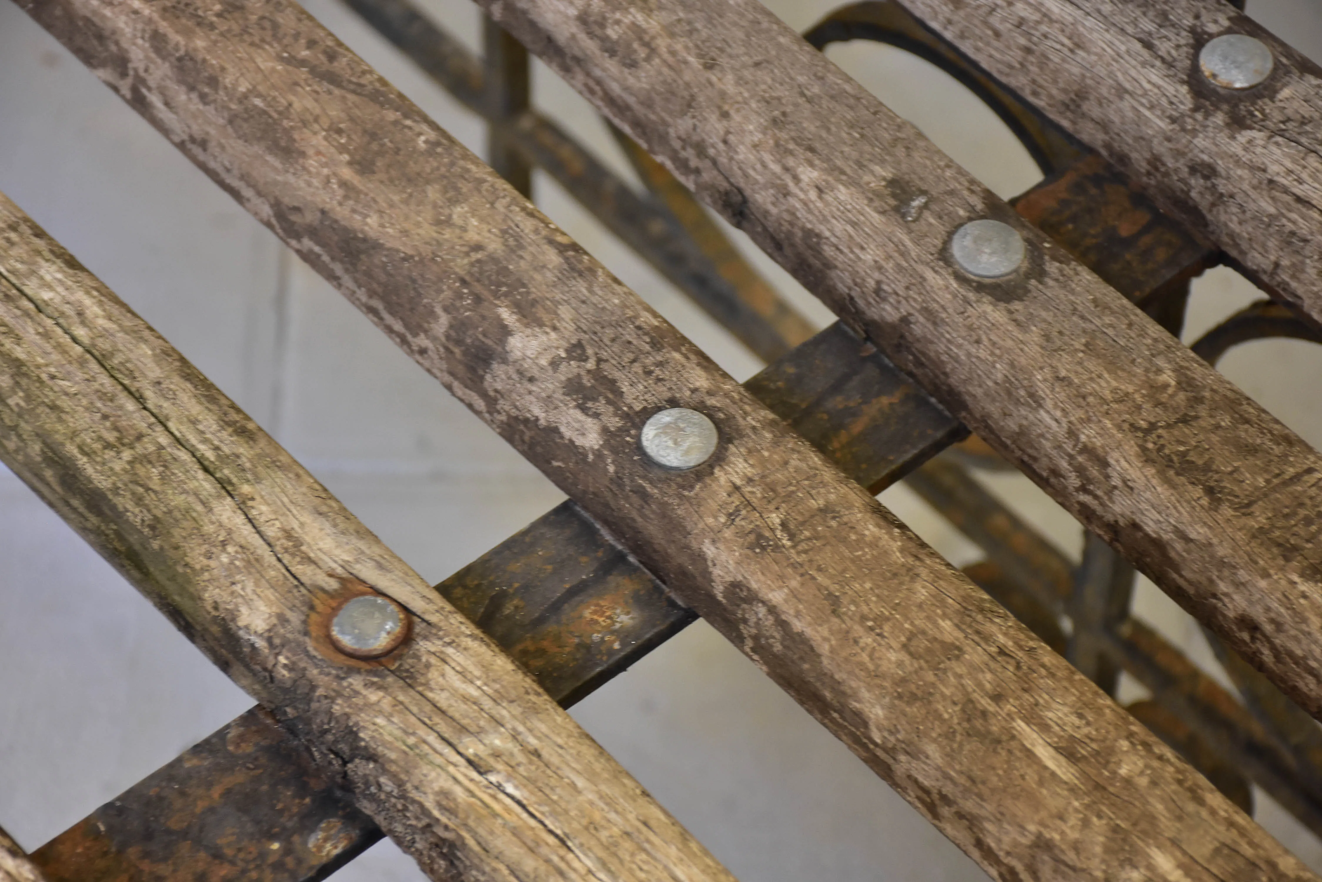 Pair of garden benches made from salvaged balconies