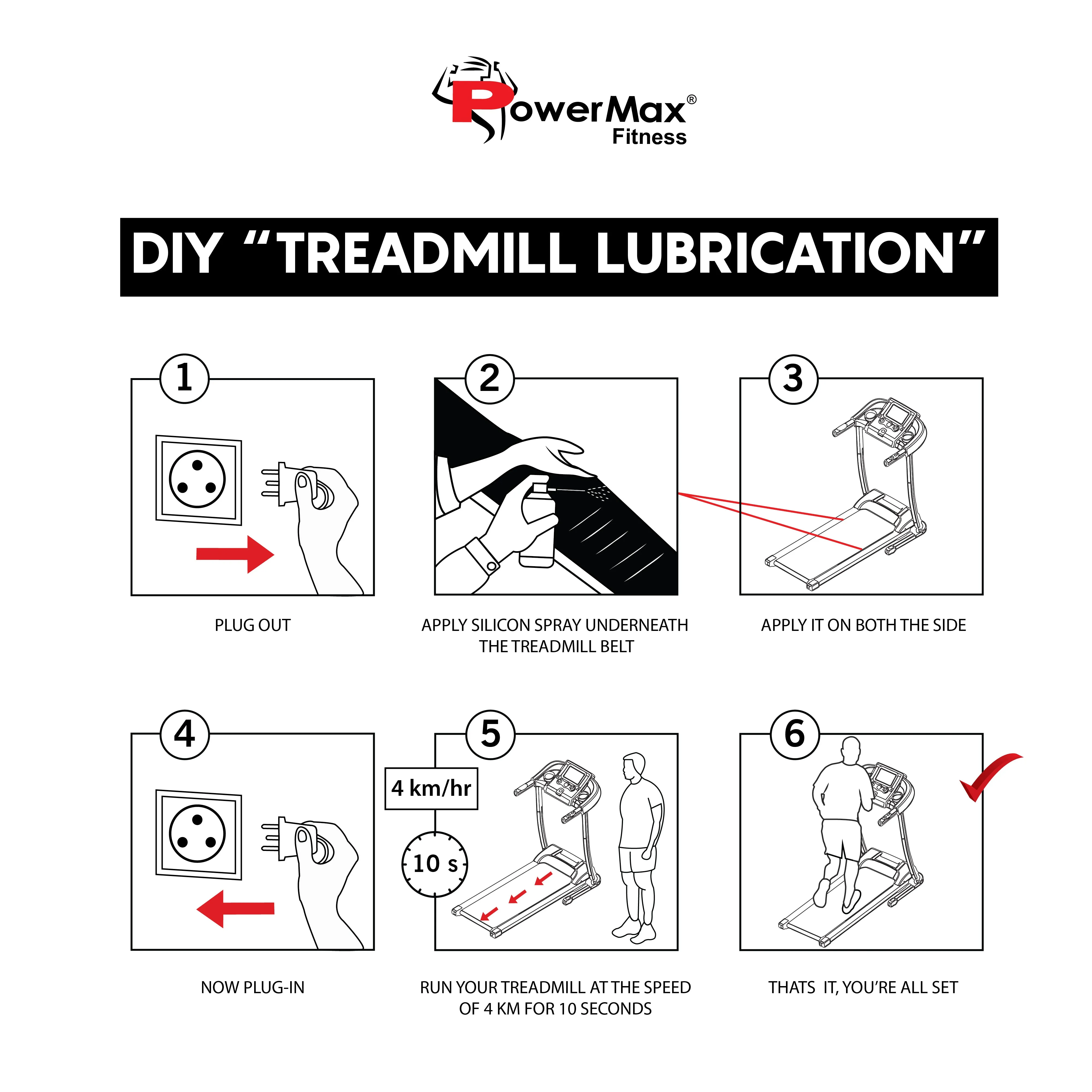 PMS-500S Multi-Purpose Silicone Oil Lubricant Spray for Treadmill (500ml) | Use For Equipment Applications Extra Long Control Flow Applicator Easy To Use On All Treadmills