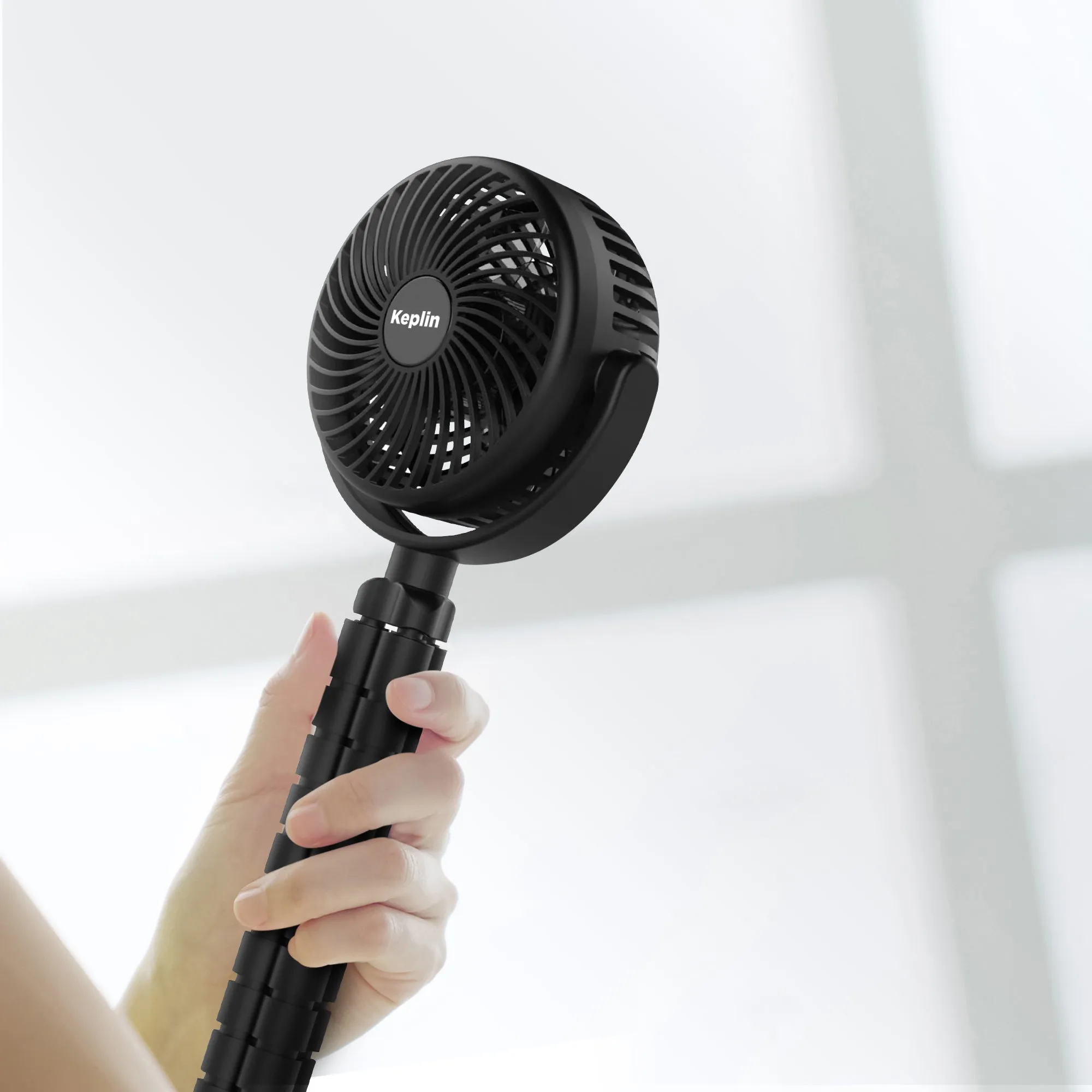 Portable Handheld Fan with Flexible Handle - Rechargeable, 3 Speed Settings, Lightweight and Quiet