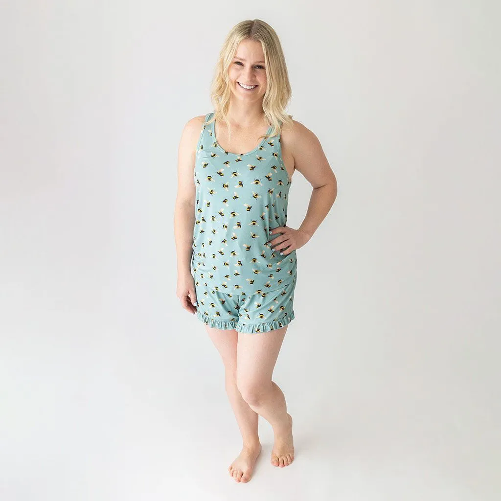 Posh Peanut Spring Bee Women's Tank Top & Ruffled Shorts Pajama