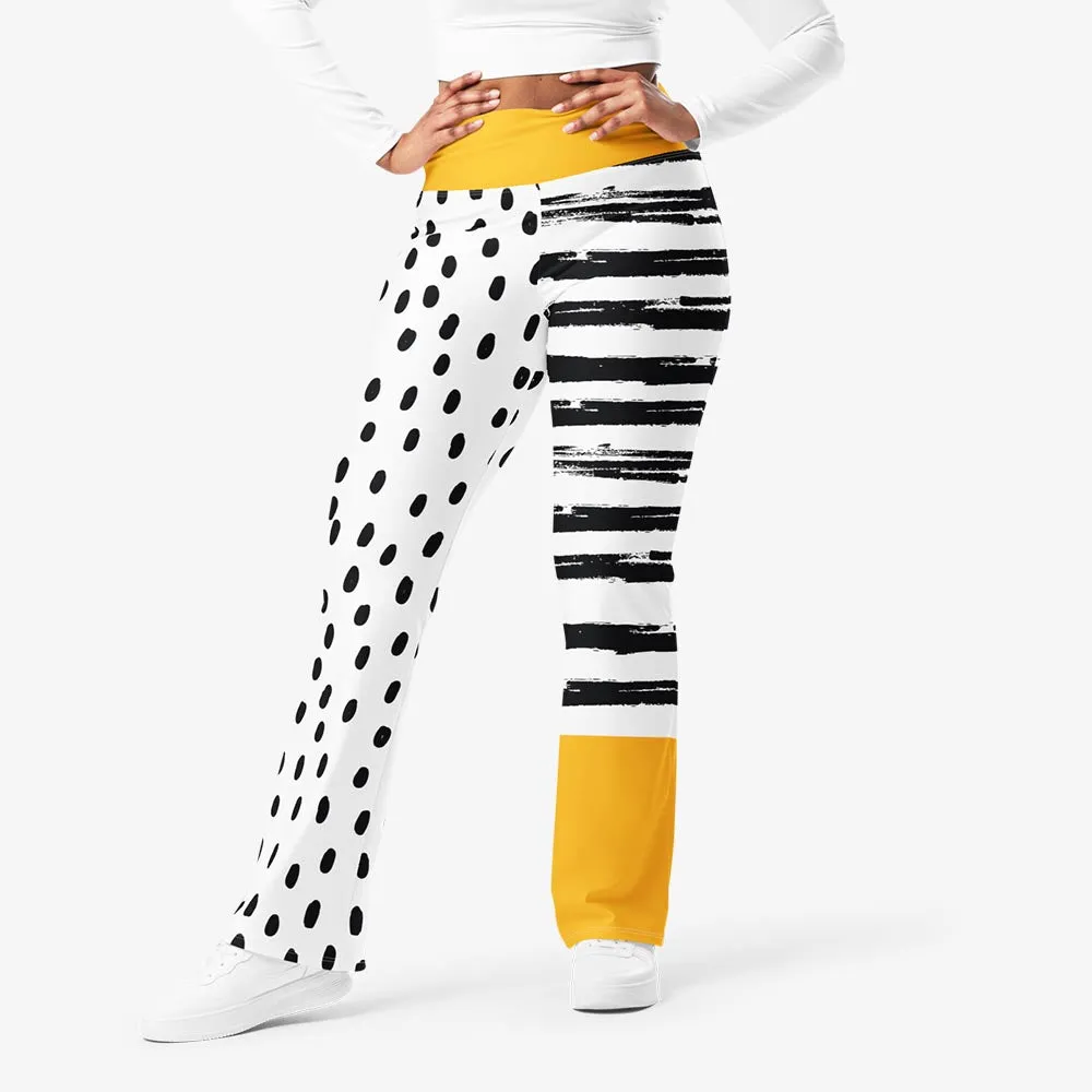 Recycled Flare leggings "Dots&Stripes" Yellow