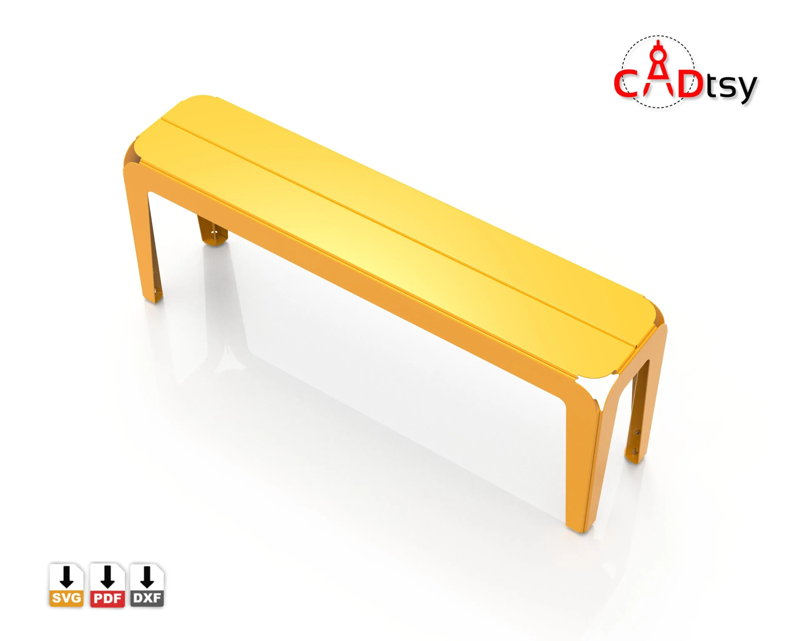 Robust Metal Bench - CNC Plasma/Laser Cutting DXF/SVG Files. Length 1200 mm