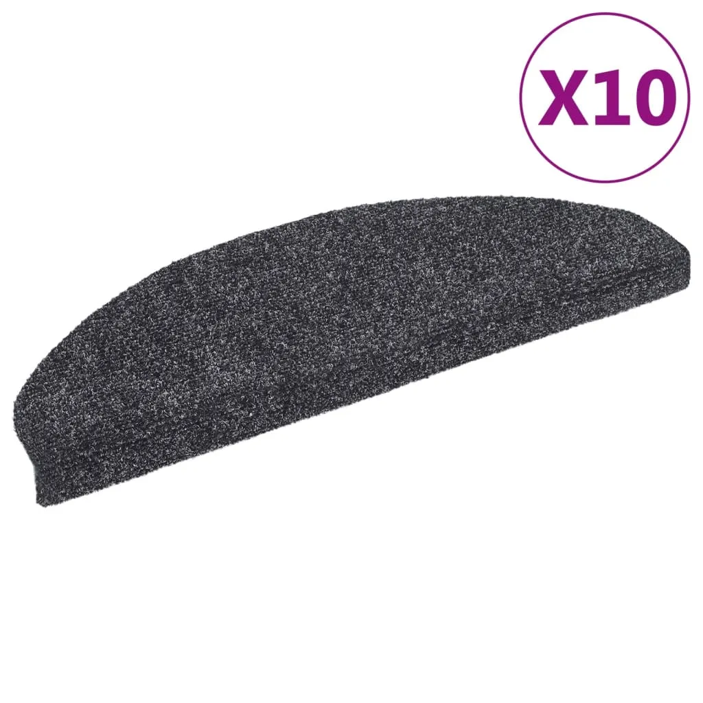 Self-adhesive Stair Mats 10 pcs Dark Grey 65x21x4 cm Needle Punch