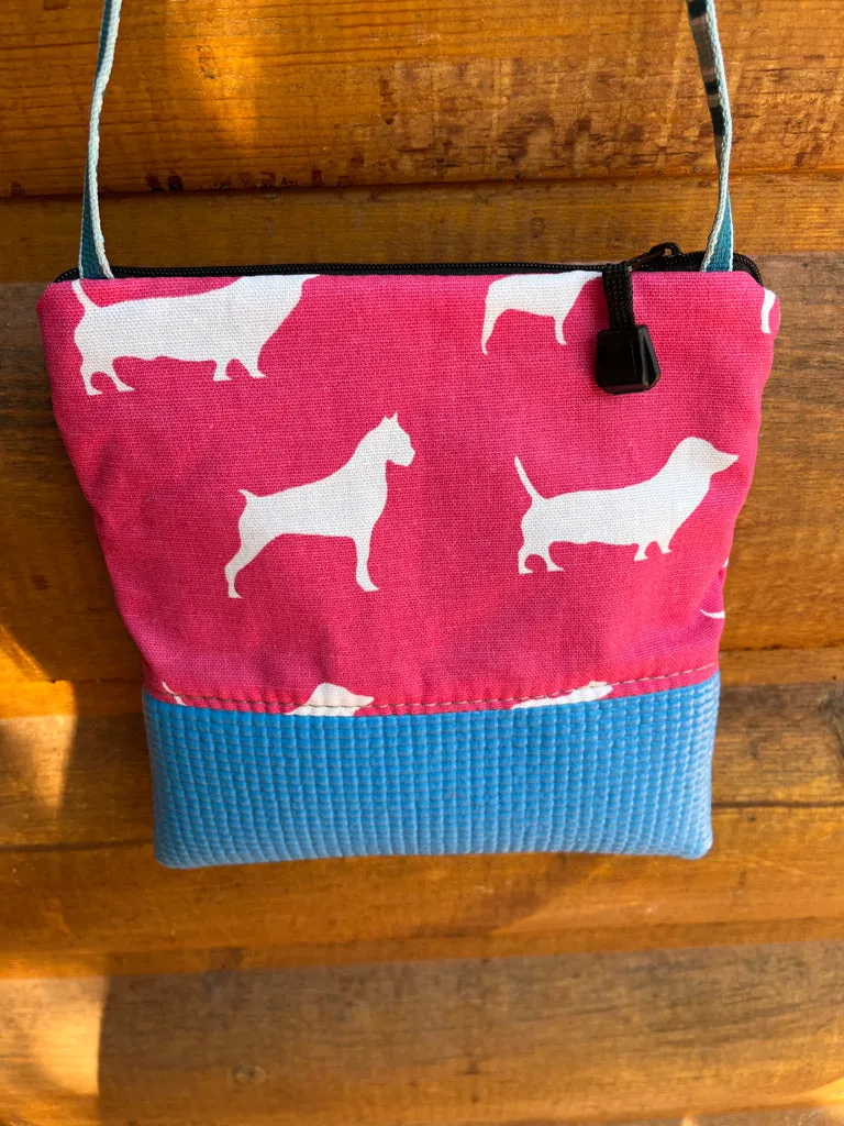 Stella Pink Cross Body Bag-Pink Dog with Teal Bottom