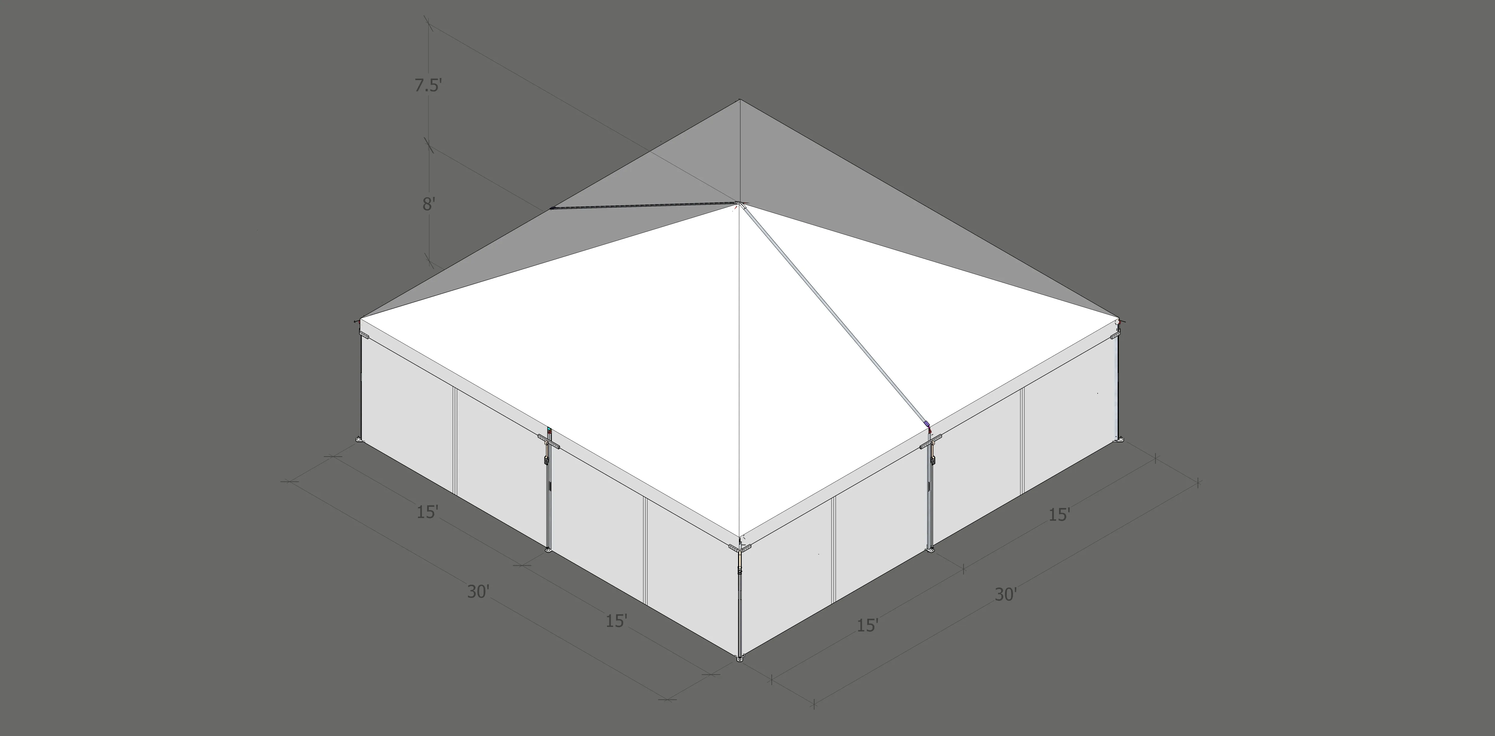 Turbotrack Tent, 30' x 30' Plain Walls