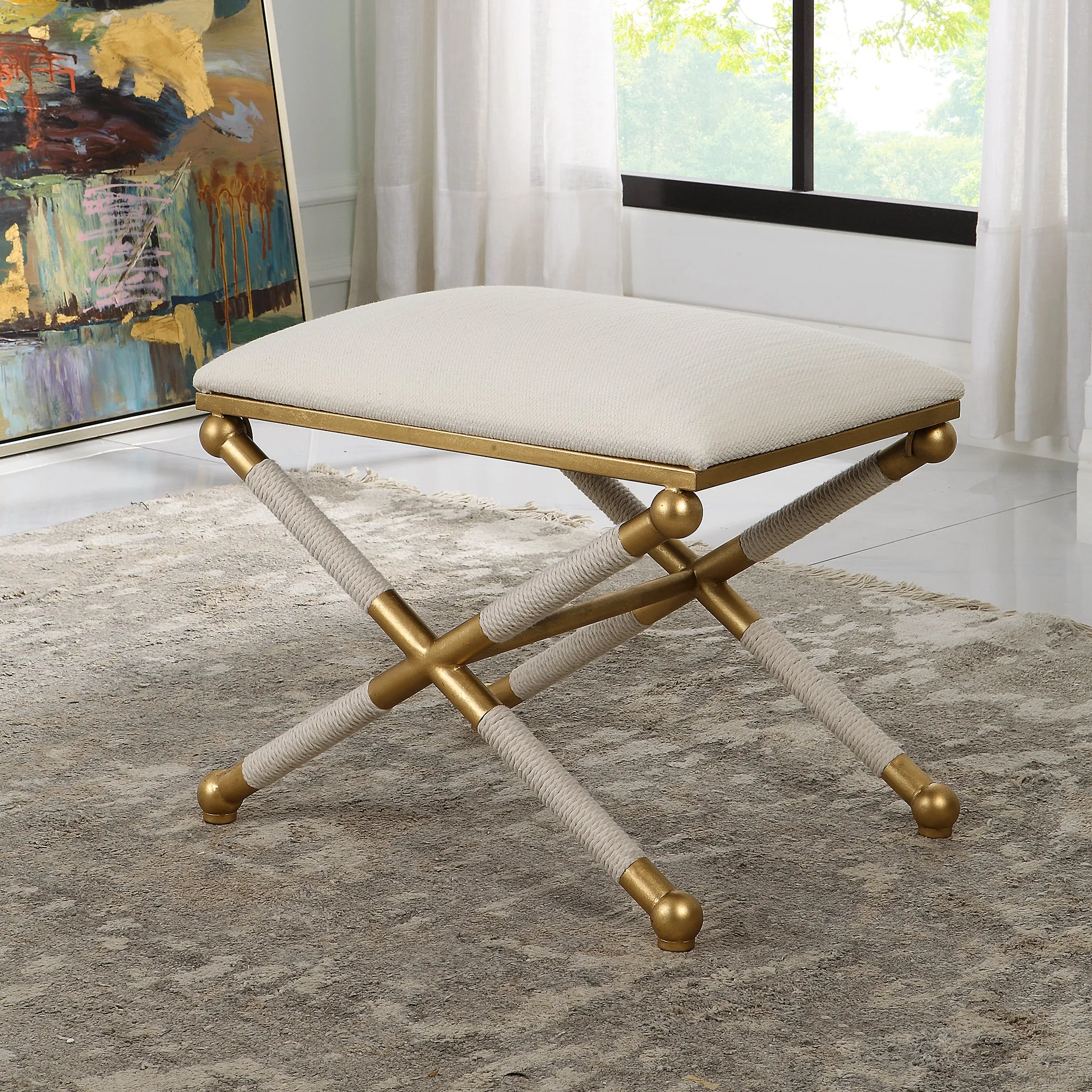 Uttermost Socialite White Small Bench