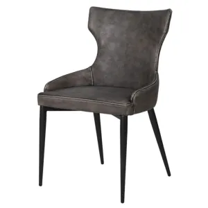 Vintage Grey Faux Leather Dining Chair